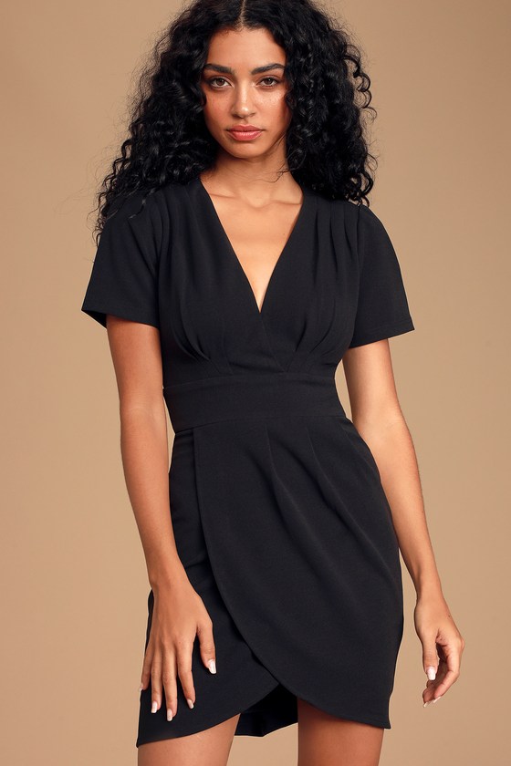 Chic Black Dress - Short Sleeve Dress ...